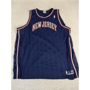 New Jersey Nets Jersey Mens 56 Navy Blue NBA Basketball Blank Mesh Reebok‎
